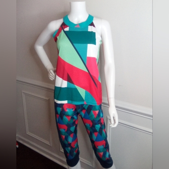 Adidas Girls Multicolor Geometric Adizero Tennis Tank Top - Picture 4 of 11